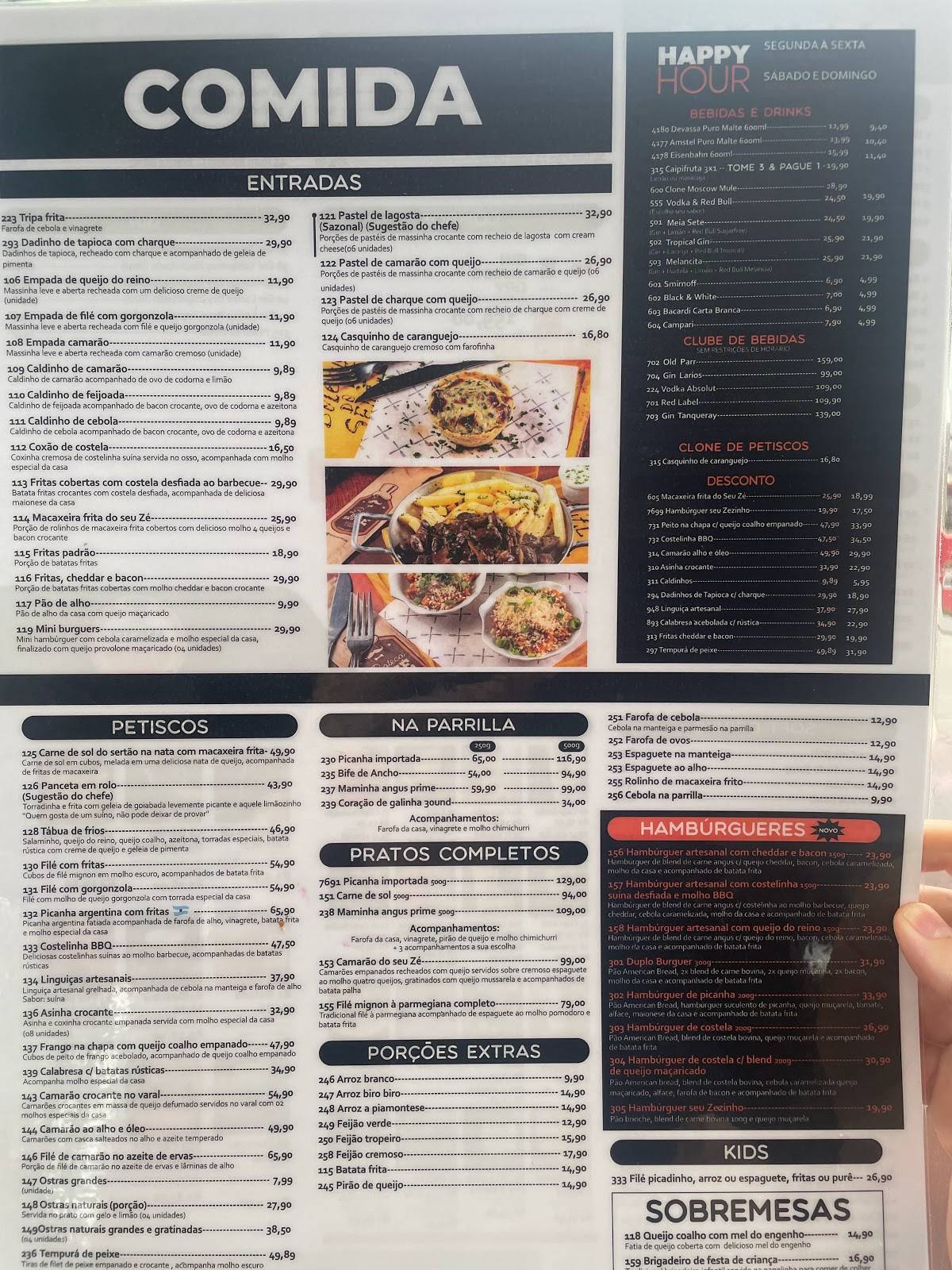 Seu Zé Madalena cardápio