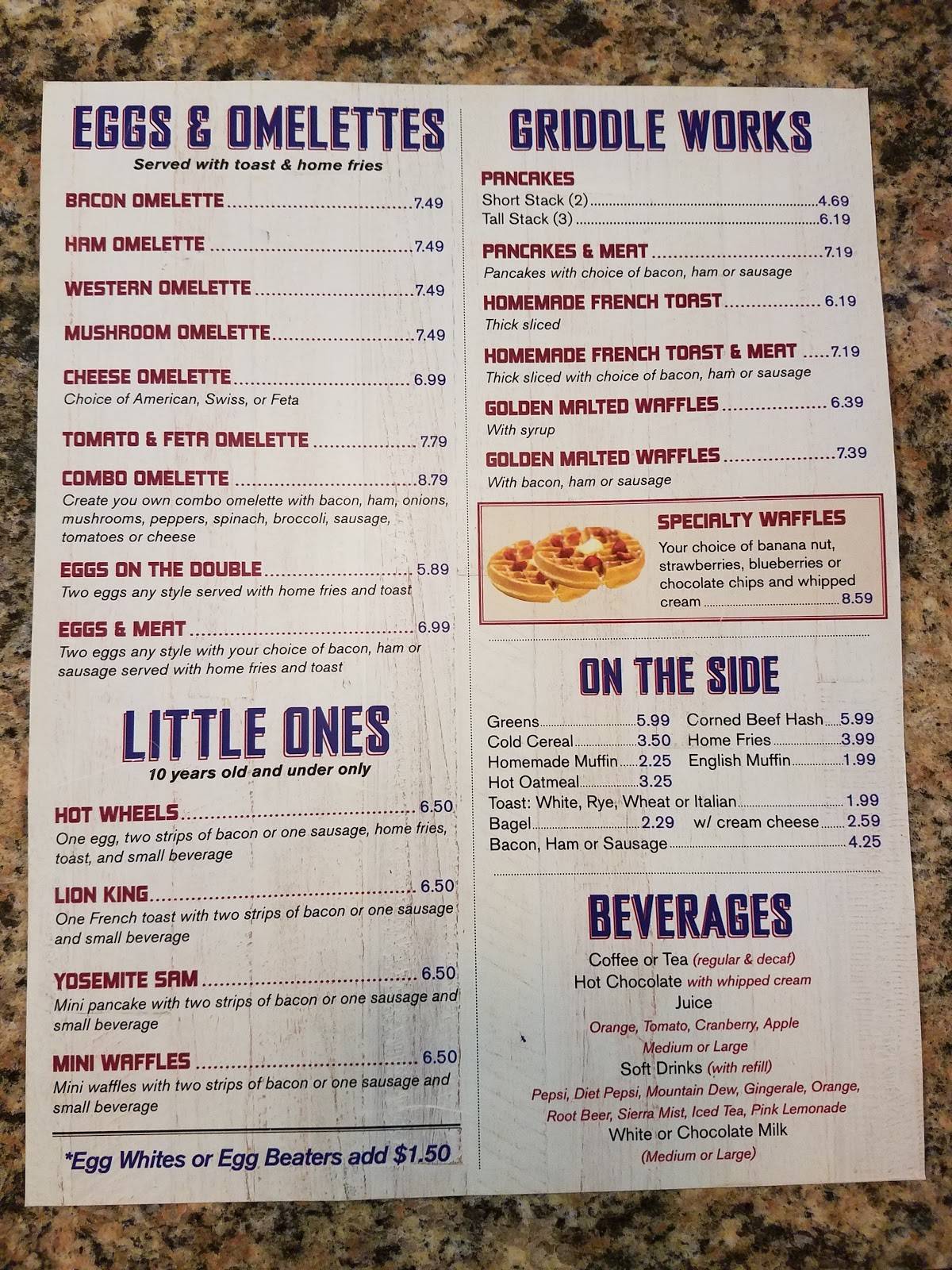 Menu at Boulevard Diner restaurant, Whitesboro