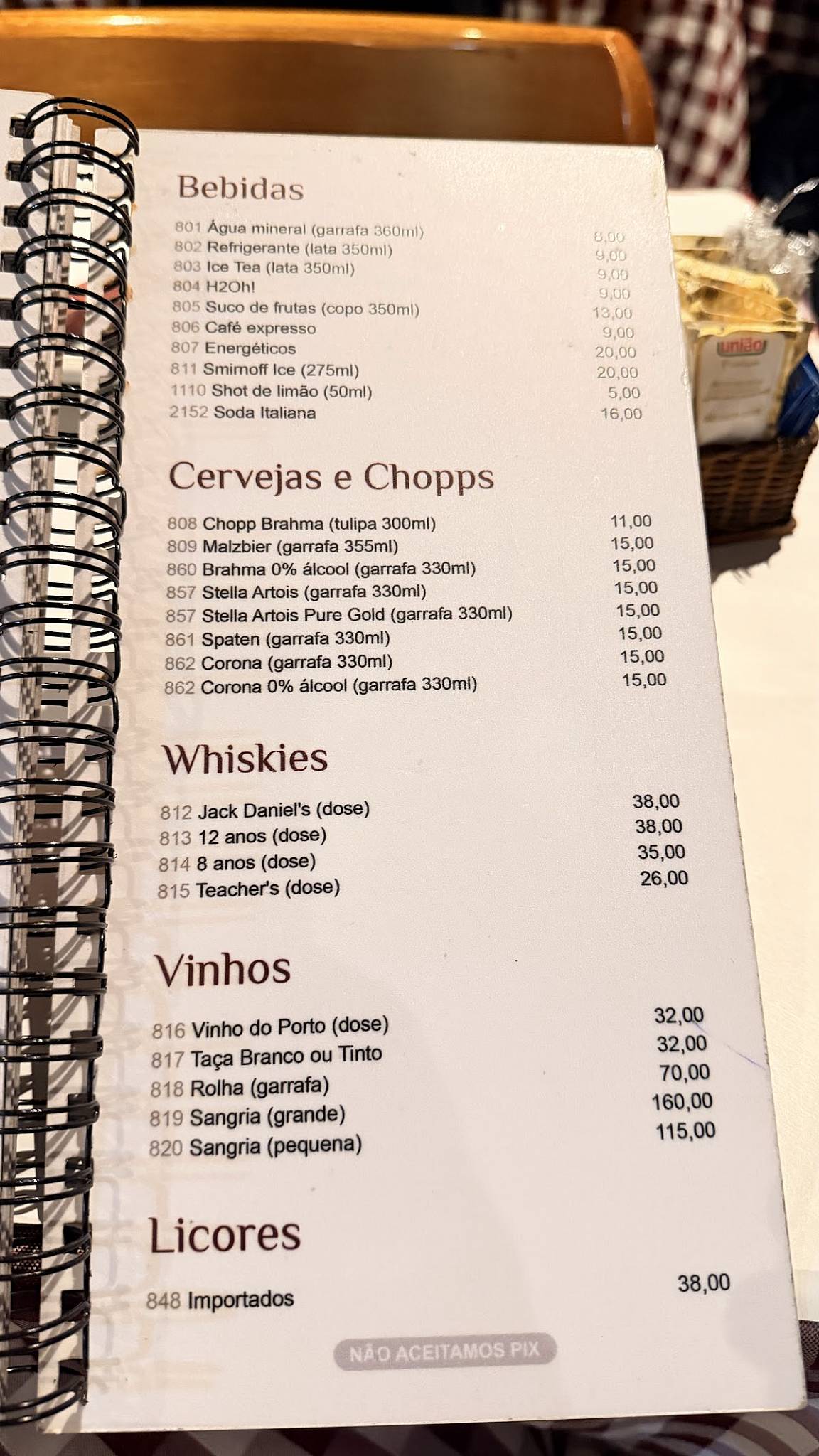 Braseiro da Gávea cardápio