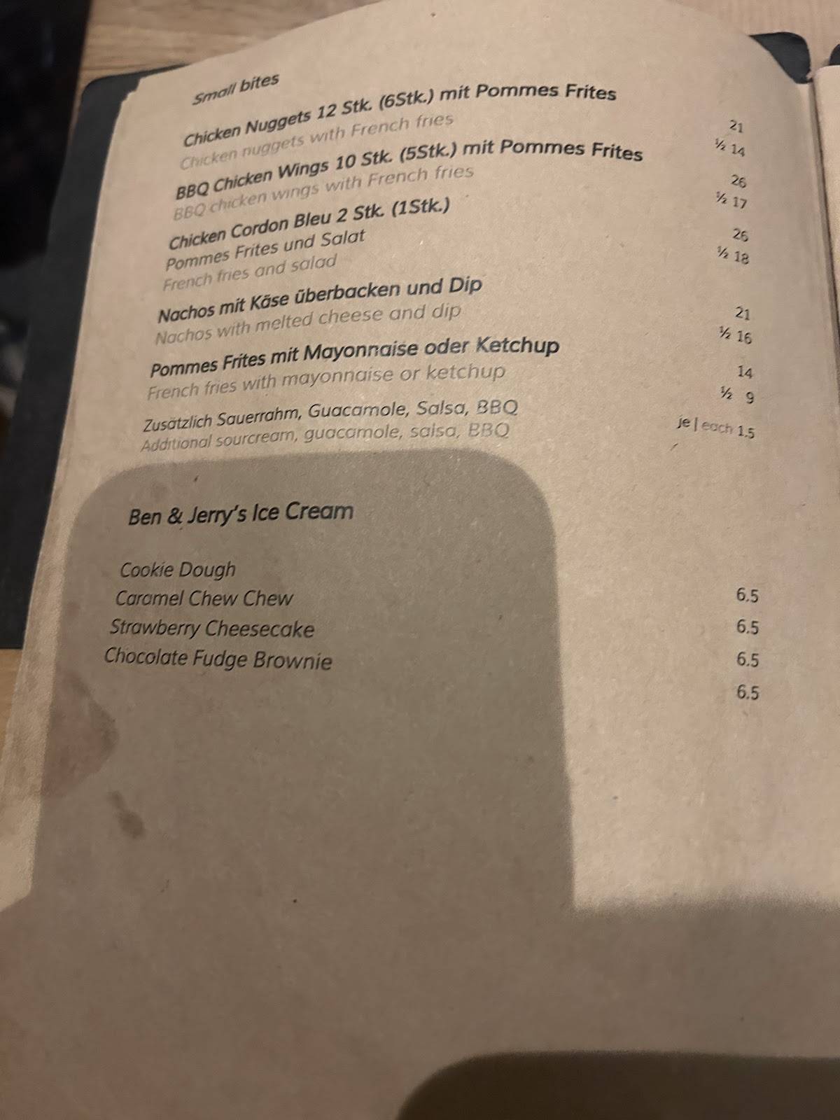 Menu di Brown Cow Pub 