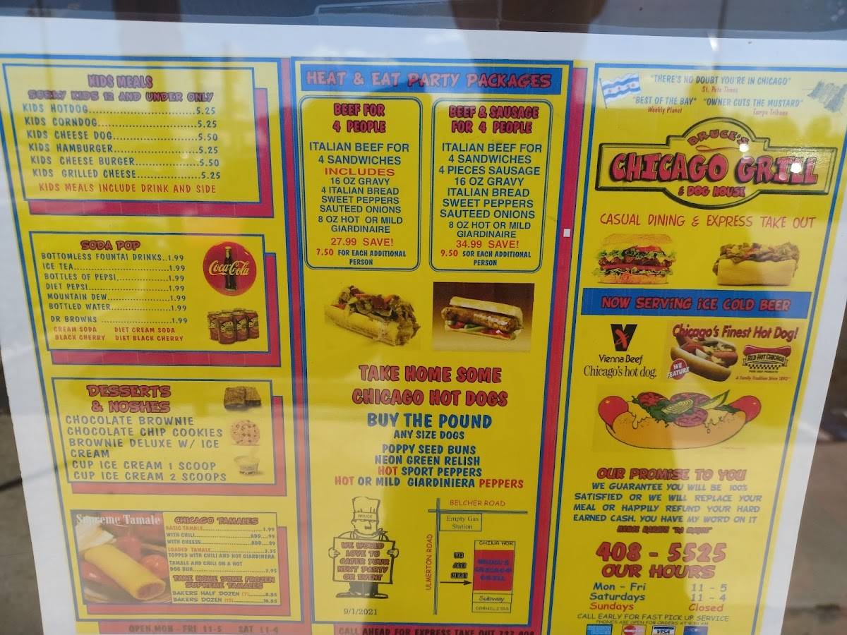 Menu at Bruce's Chicago Grill & Dog House restaurant, Largo
