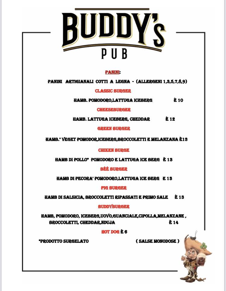 Menu di Buddy's 