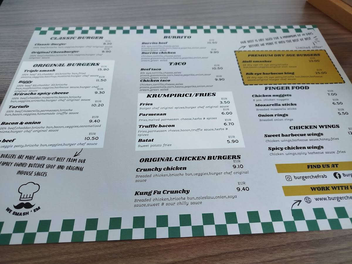 Menu di Burger Chef's 