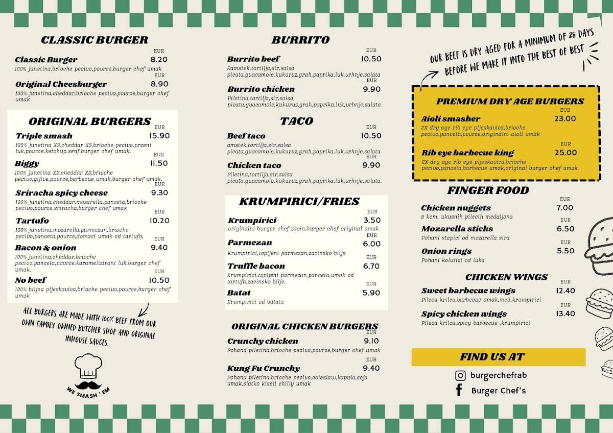 Menu di Burger Chef's 