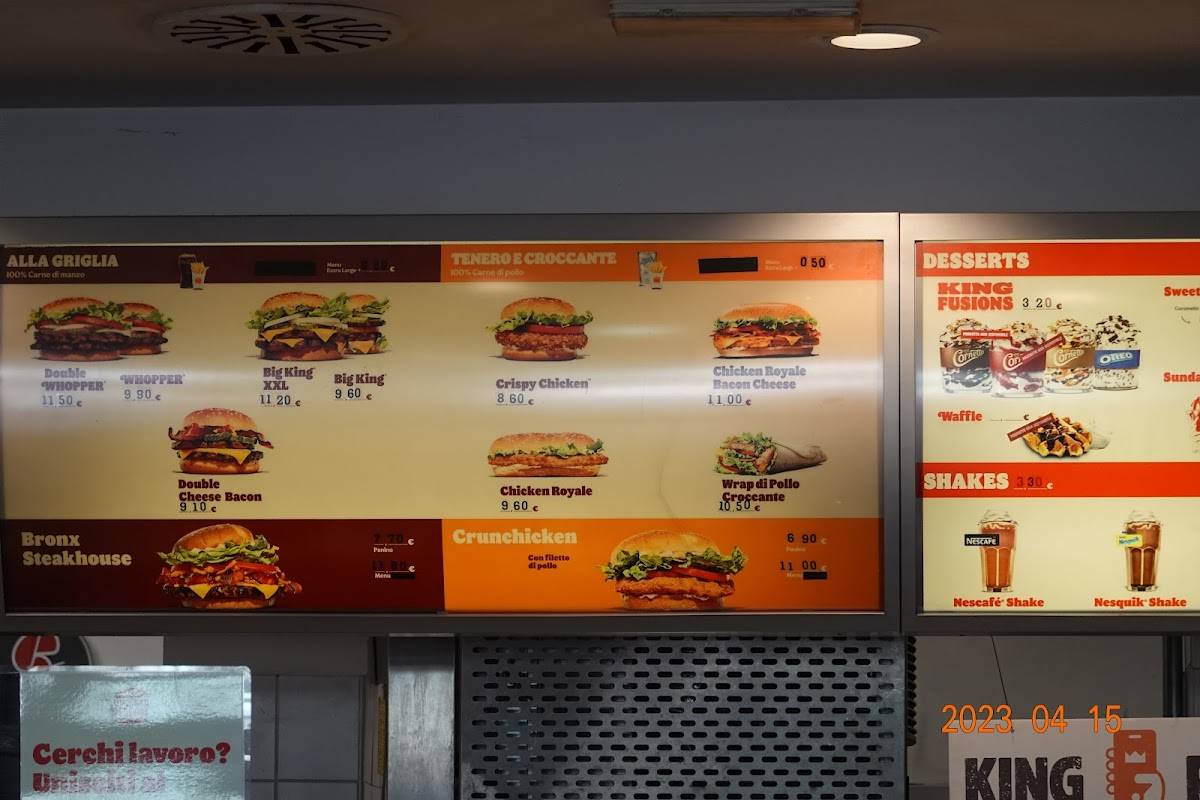 Menu di Burger King 