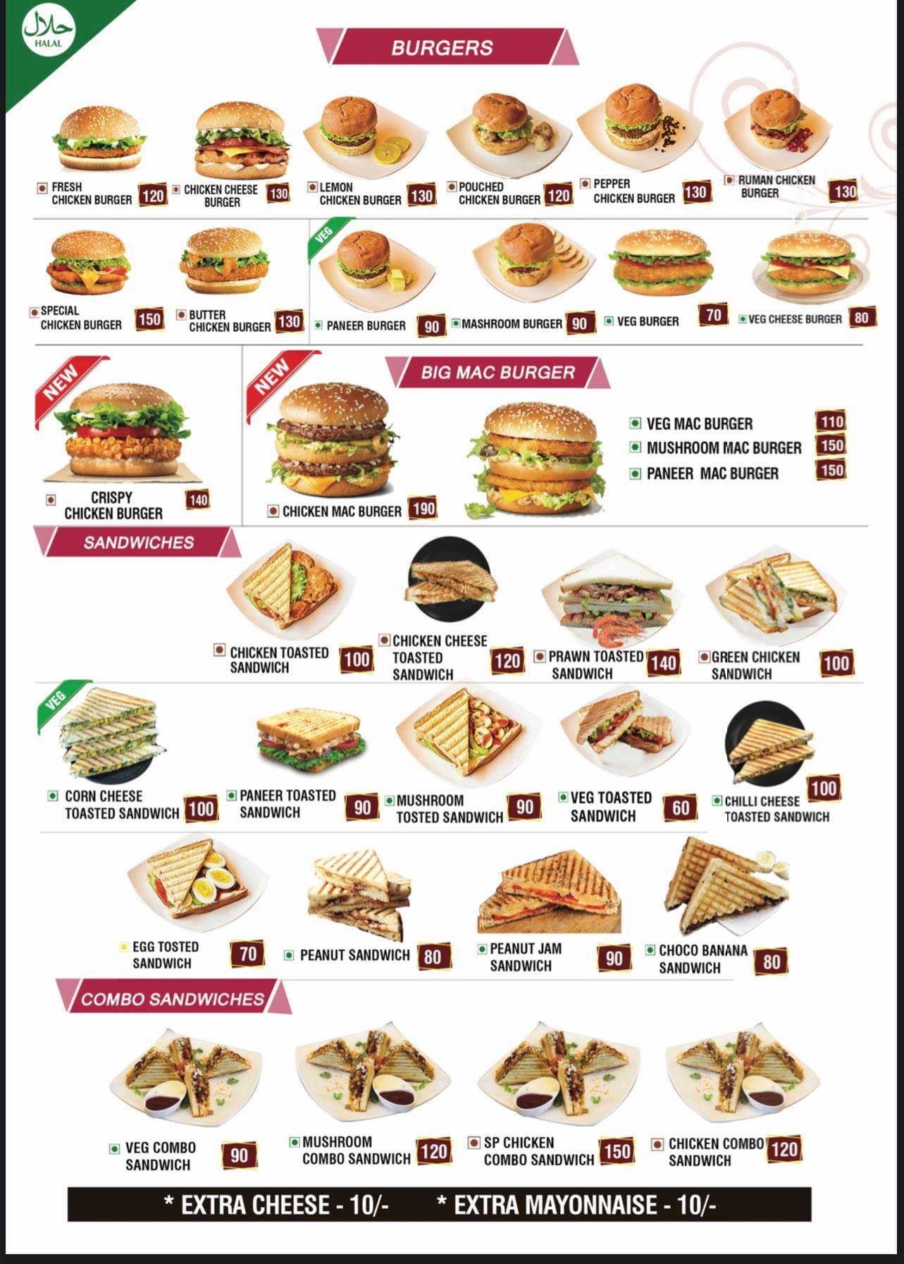 Burger hut menu