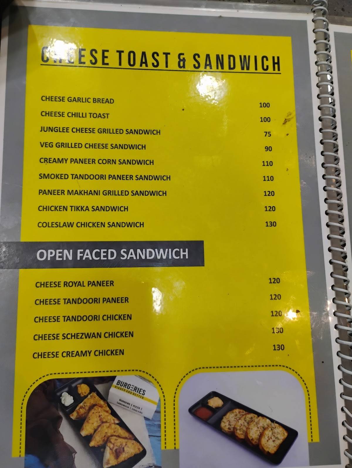Burgeries menu