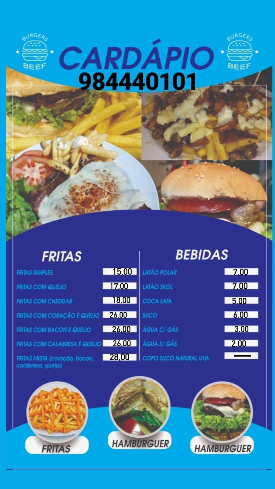 Burguers Beef cardápio