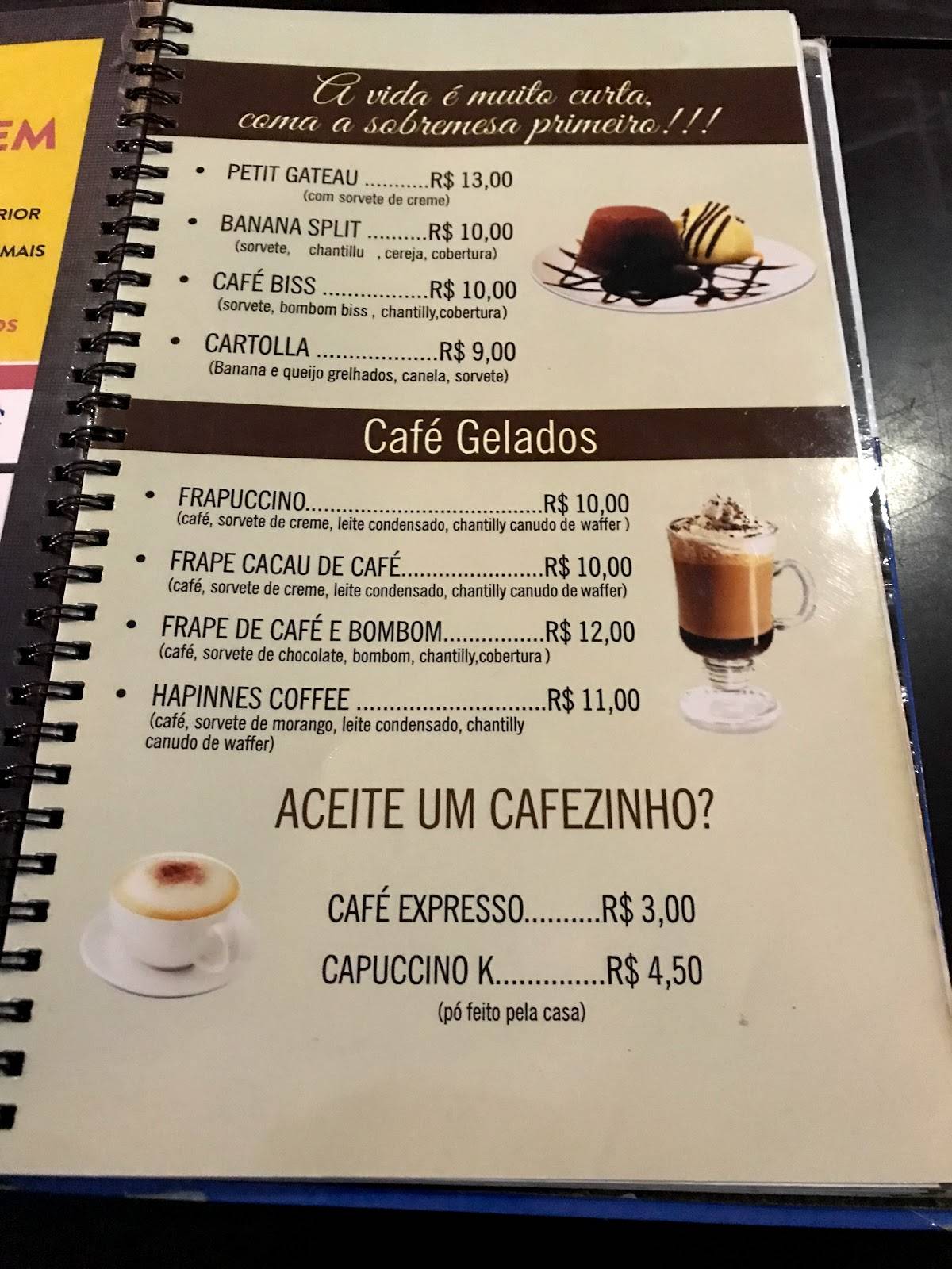 CAFÉ FERNANDO PESSOA cardápio