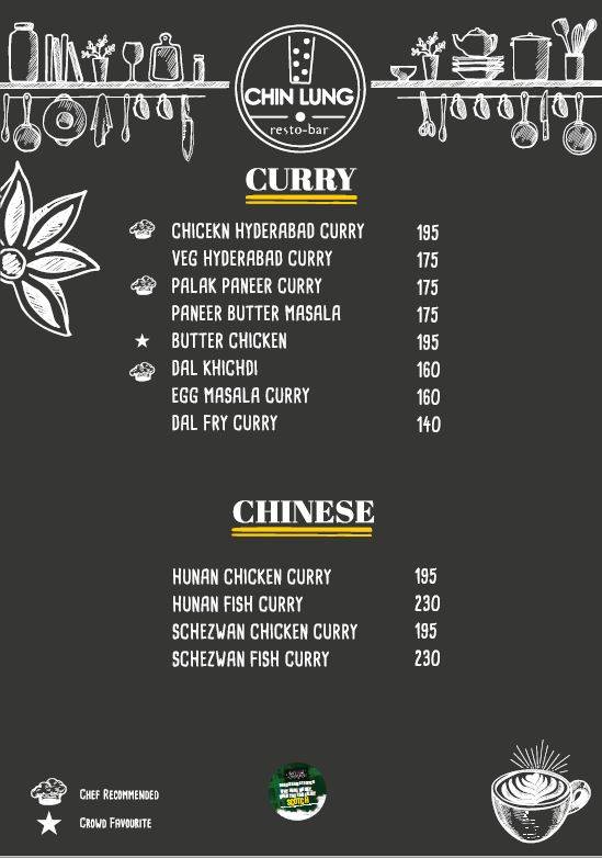 CHIN LUNG RESTO-BAR, KORAMANGALA menu