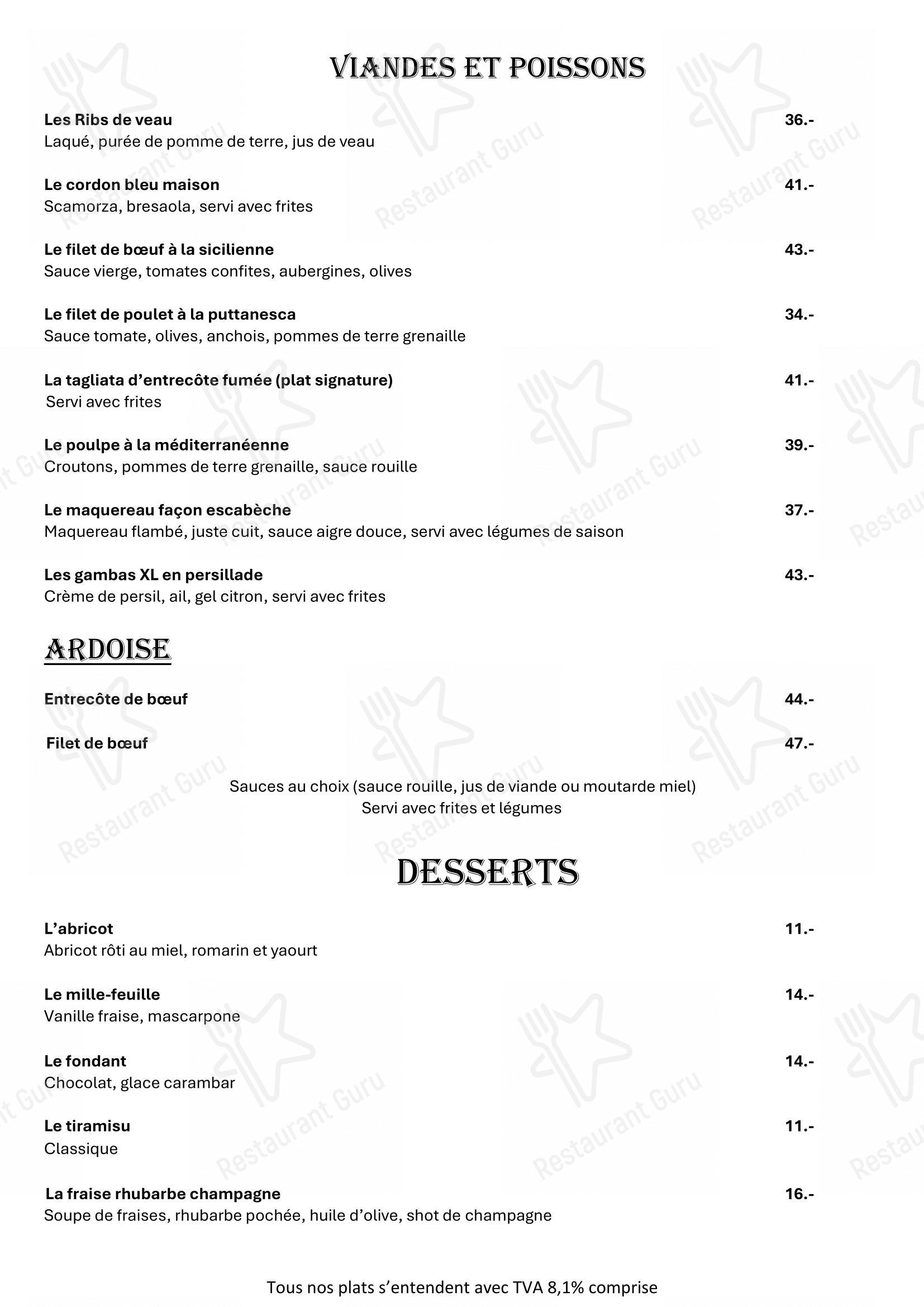 CIAO BELLA in Meyrin - Menu bar