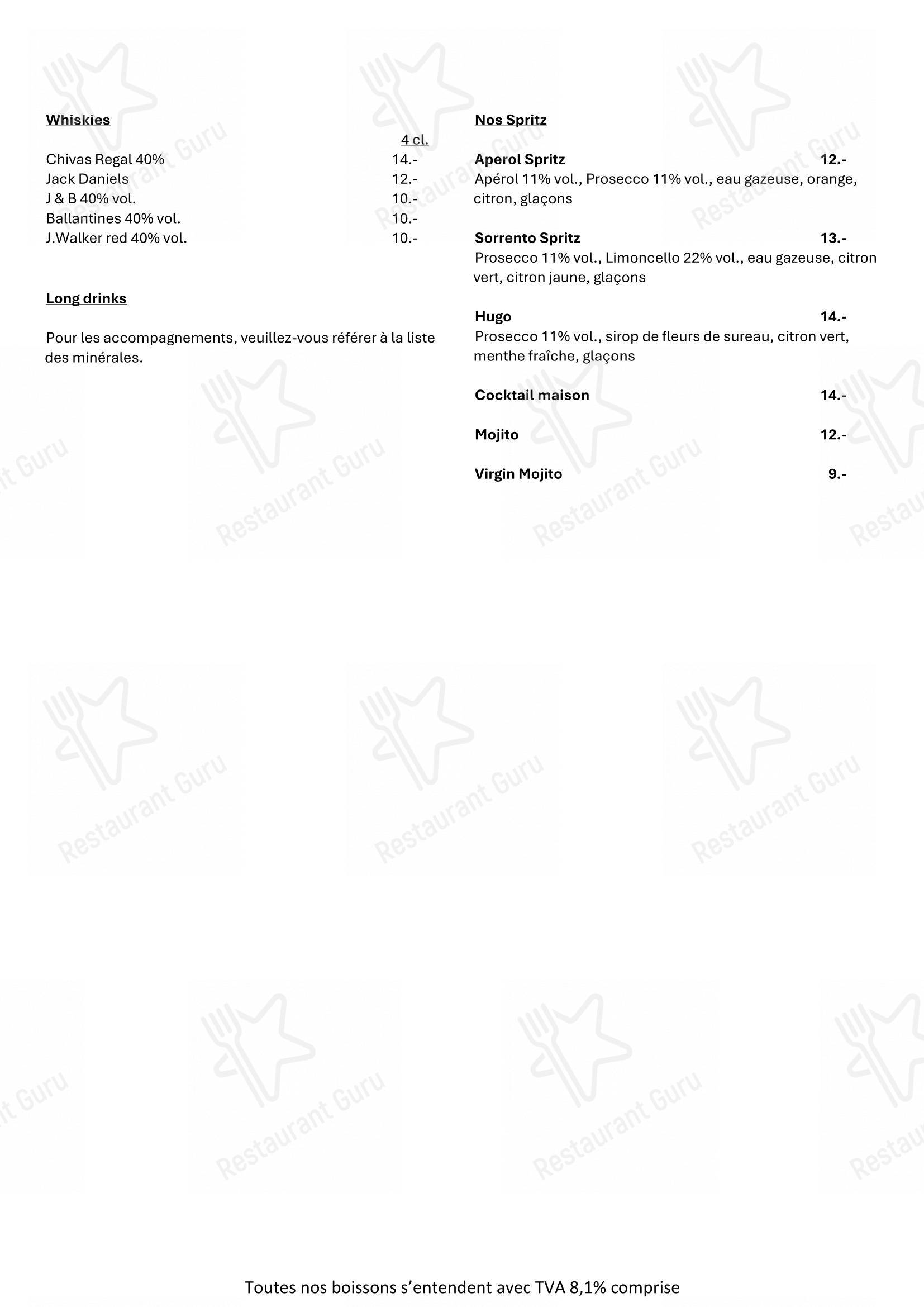 Menu di CIAO BELLA - Menu bar