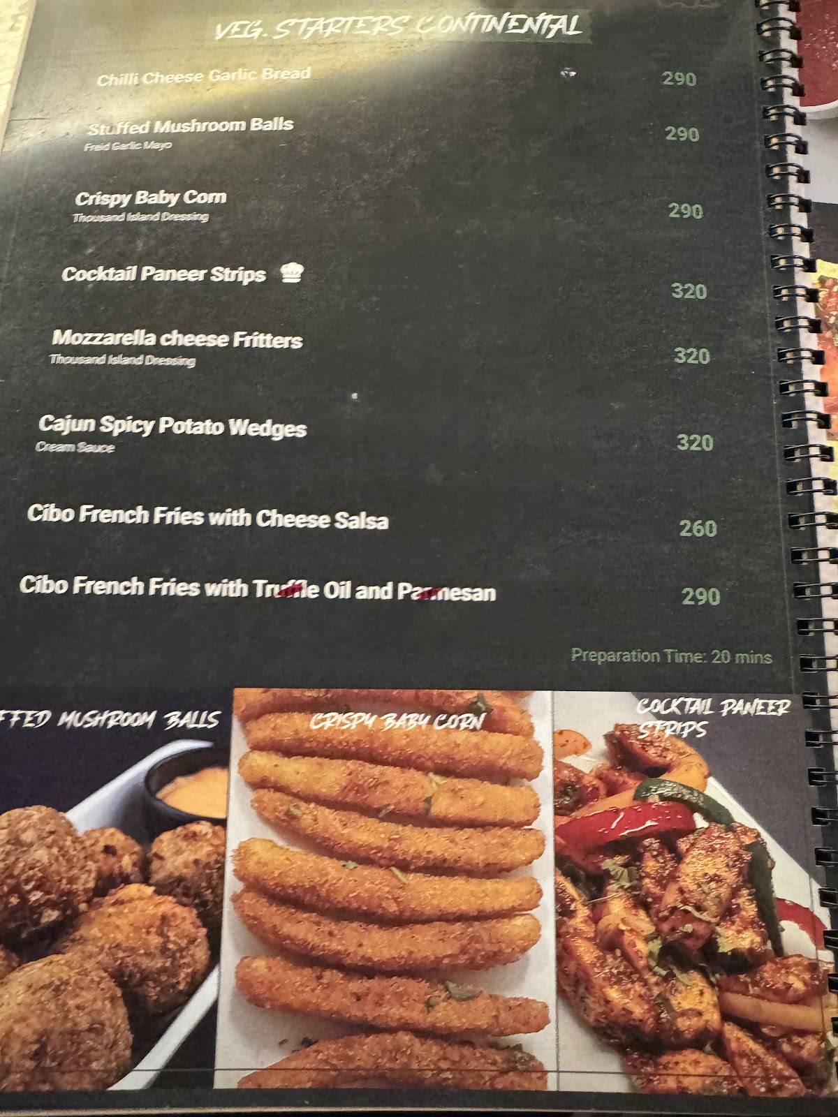 CIBO Fine Dining -Madurai menu