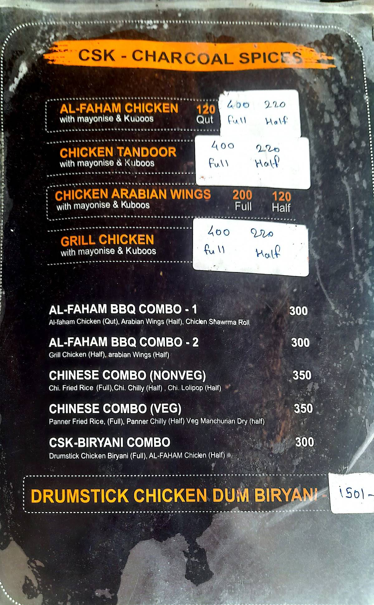 CSK Chicken Shawarma King menu