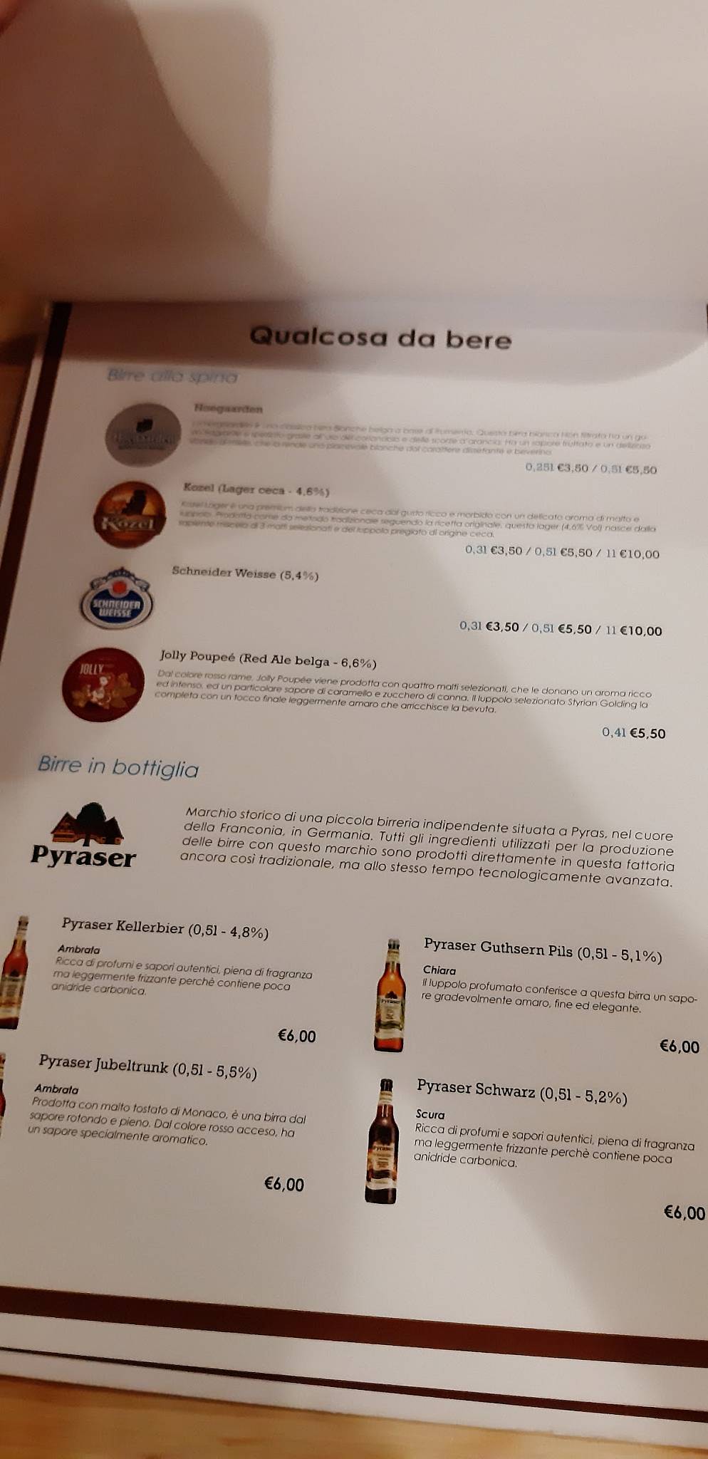 Menu di Cà De Le Rane 