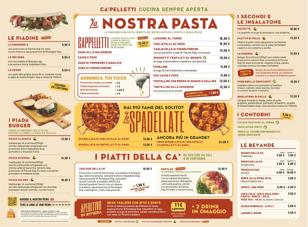 Menu di Ca' Pelletti Padova 
