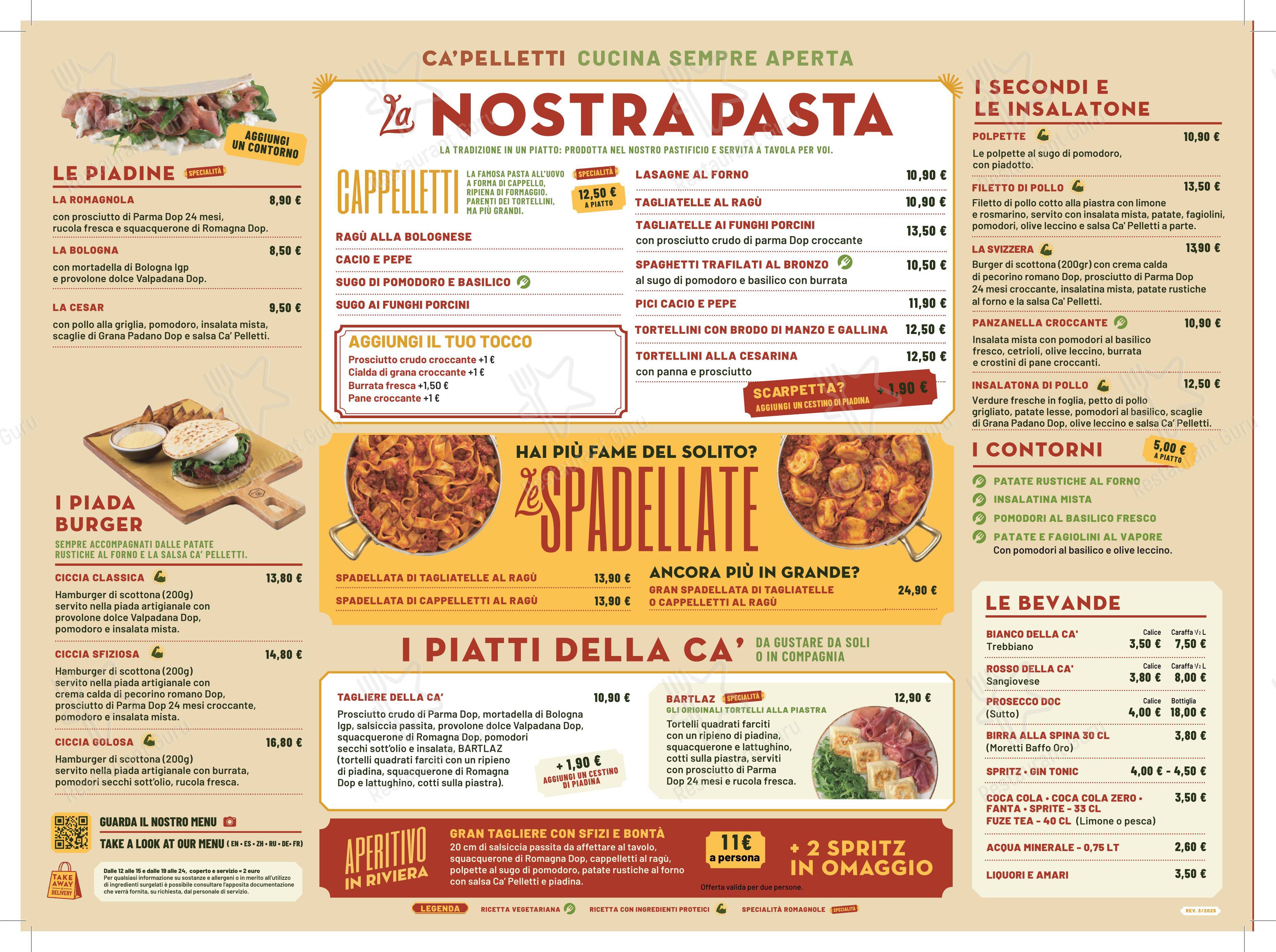 Menu di Ca' Pelletti Padova - Menu