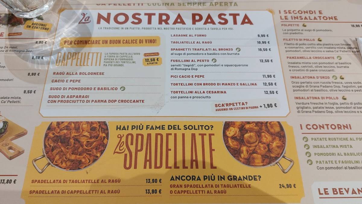 Menu di Ca' Pelletti Padova 