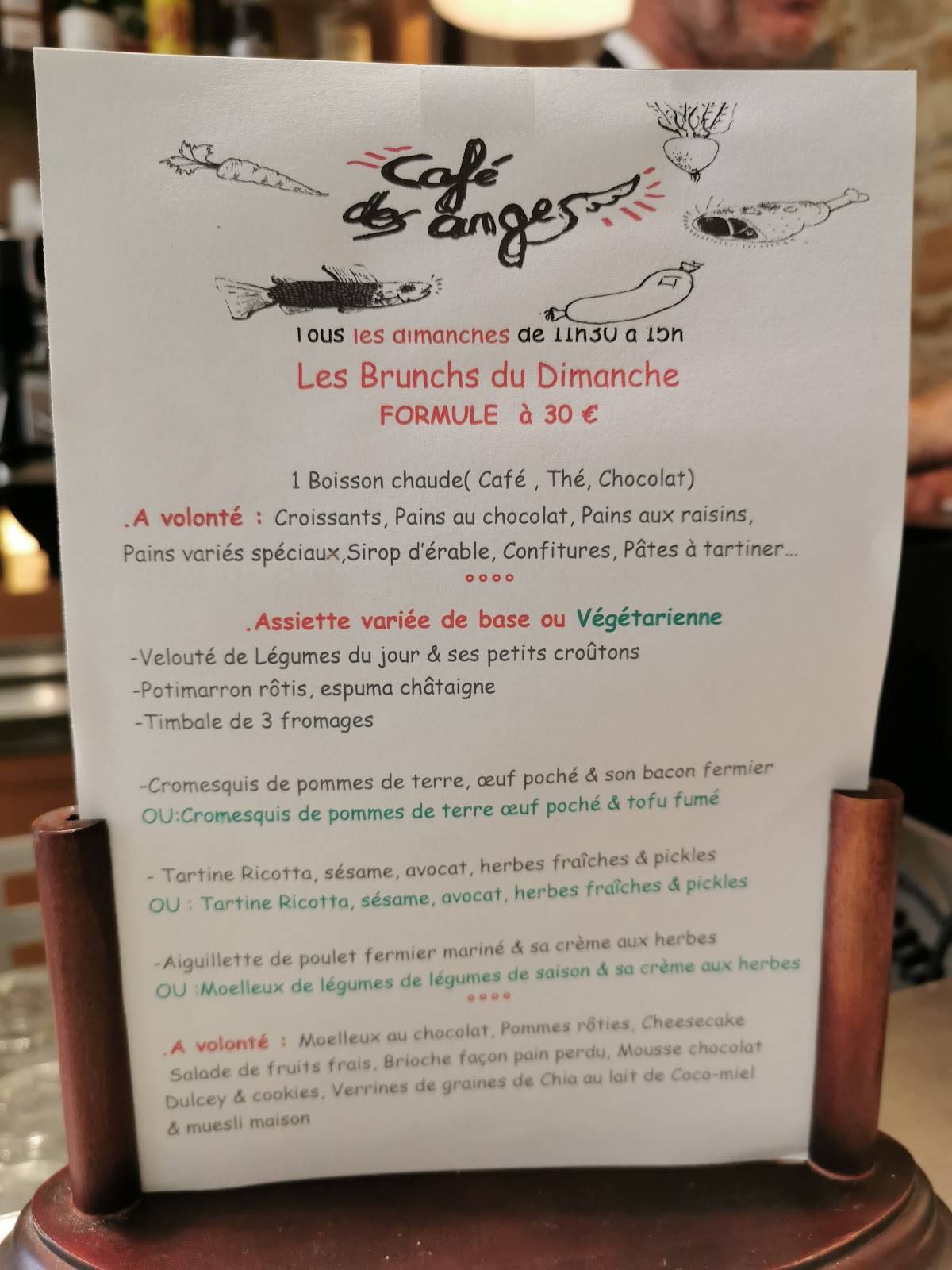 Menu de Le Café des Anges