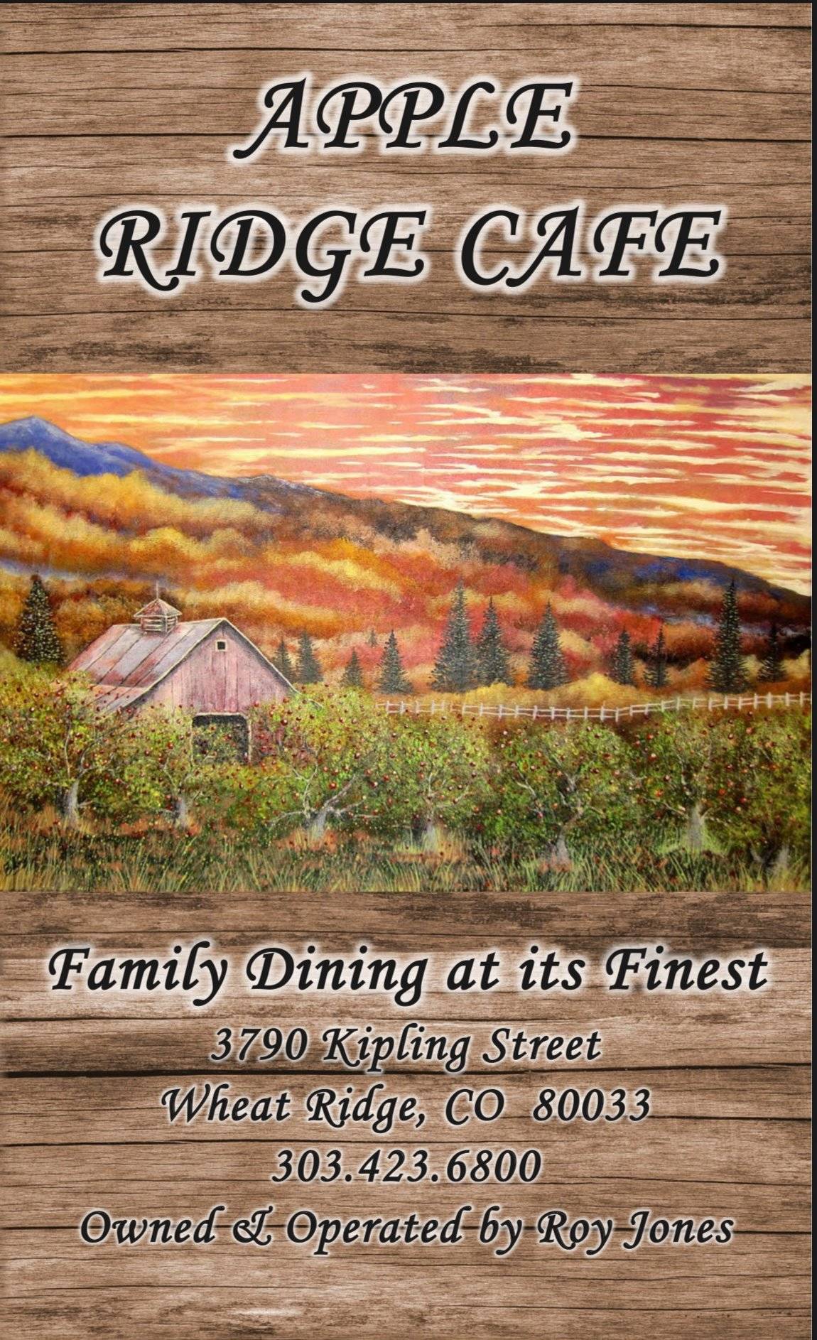 Menu at Appleridge Cafe, Wheat Ridge