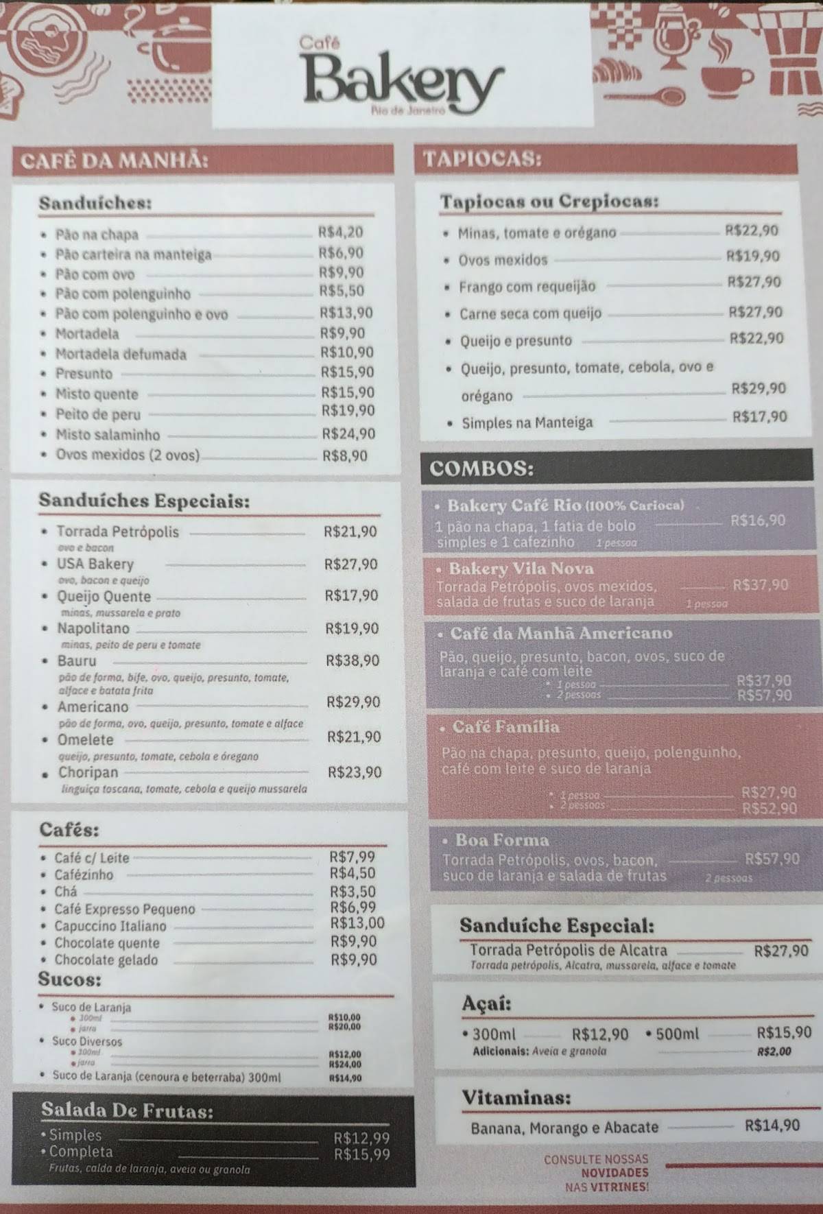Café Bakery (Rua dos Inválidos) cardápio