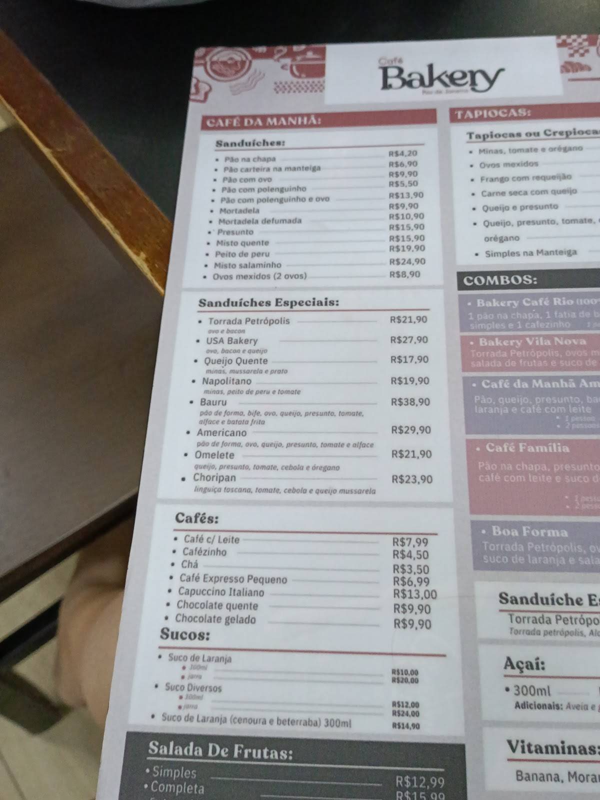 Café Bakery (Rua dos Inválidos) cardápio