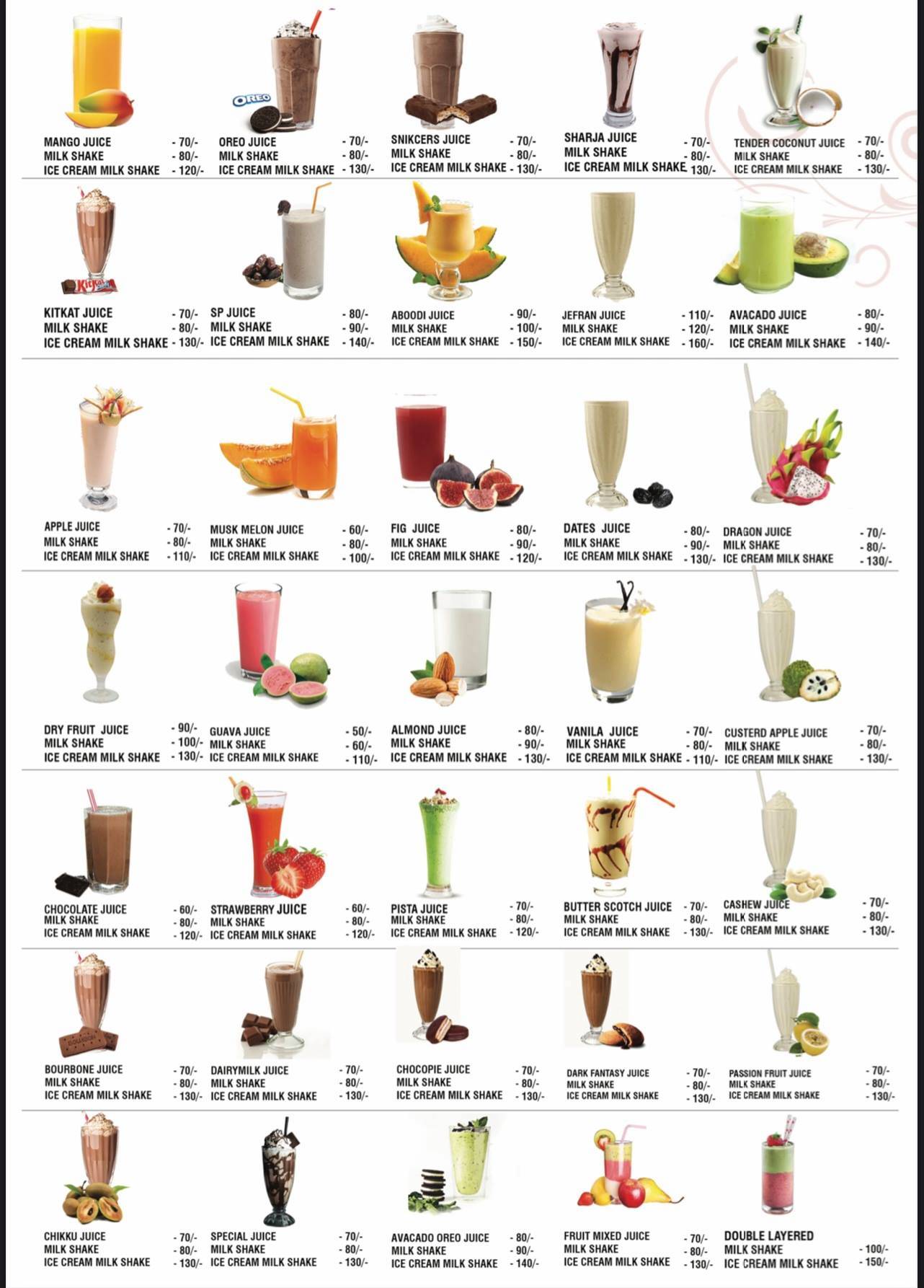 Burger hut menu