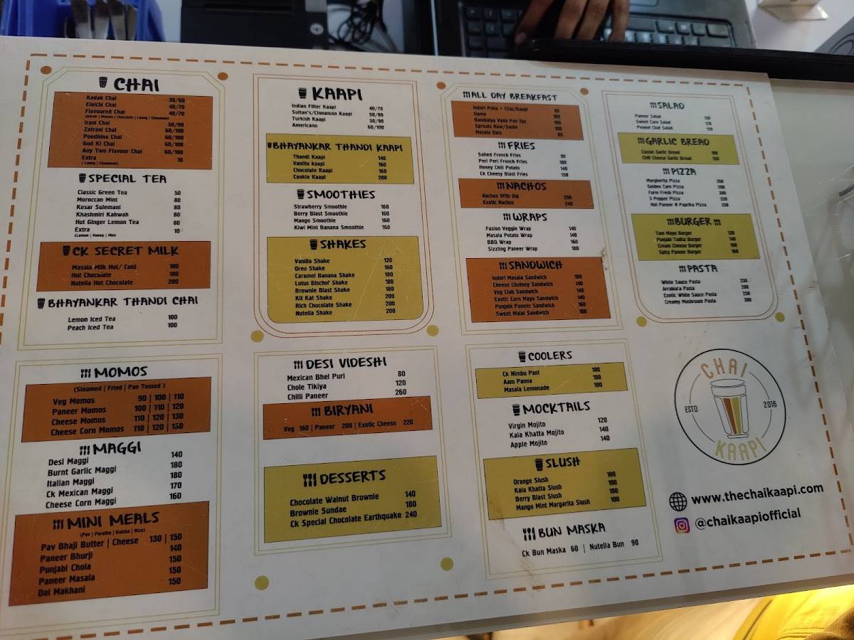 CHAI KAAPI AVADH menu