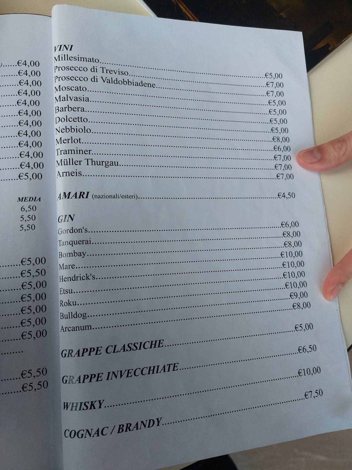 Menu di Caffè del Parco 