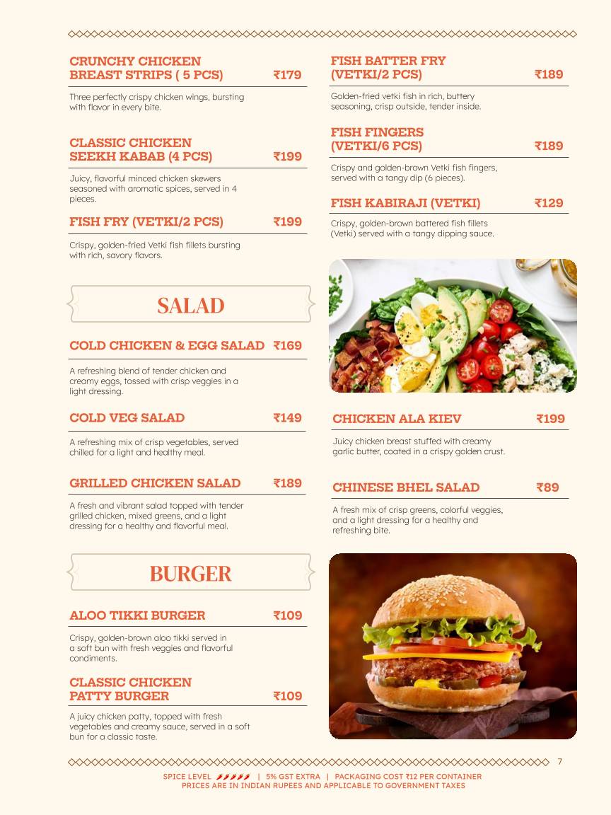 Cafe Calcutta Classic menu
