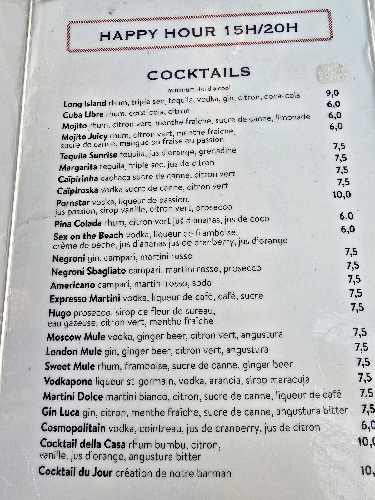 Menu de Café Capone
