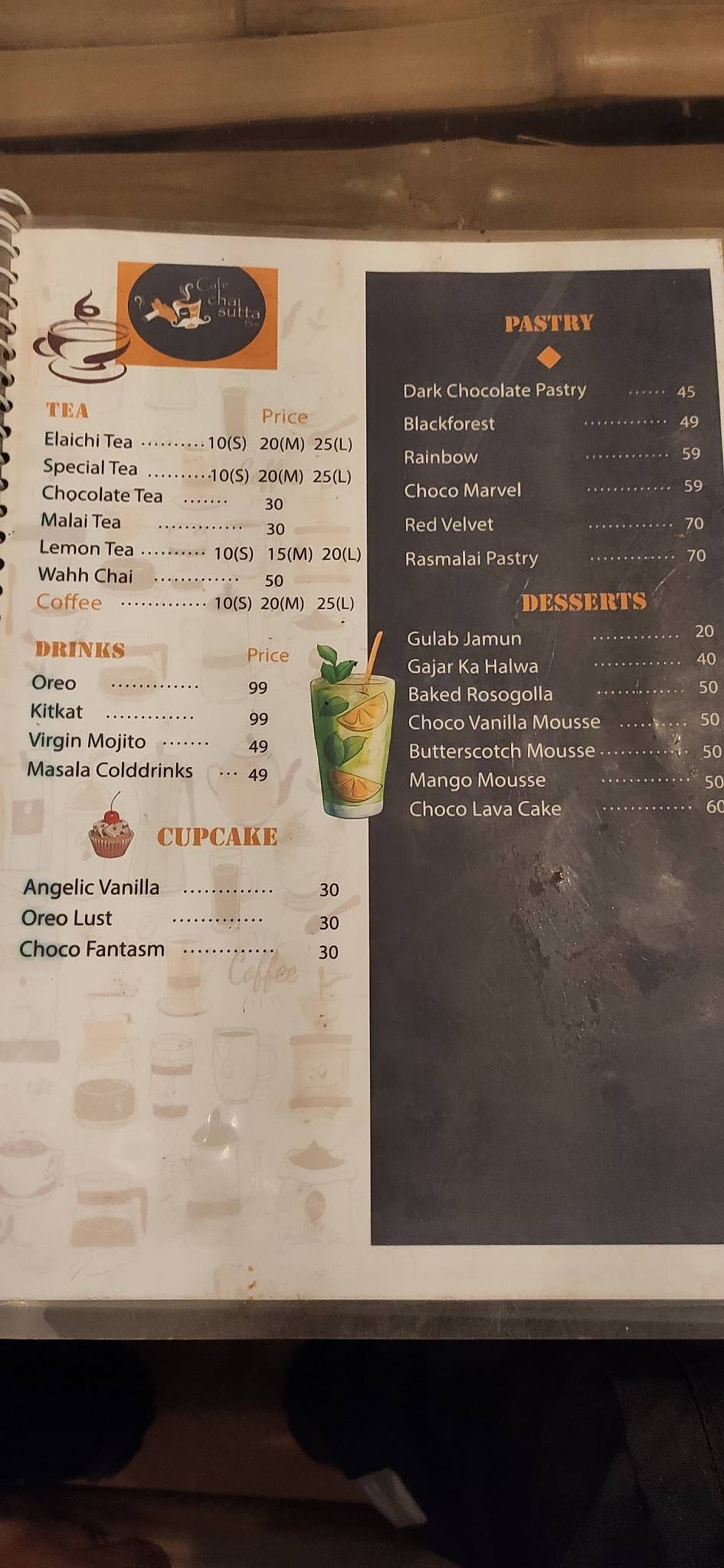 Cafe Chai Sutta Bar menu