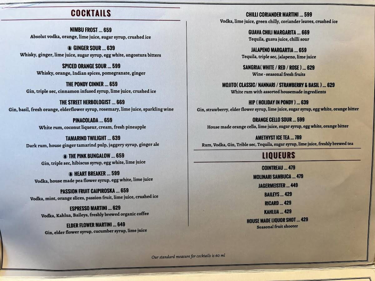 Coromandel Cafe menu