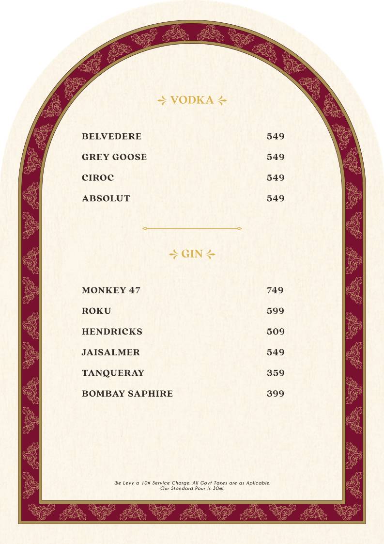 Cafe De Flora menu