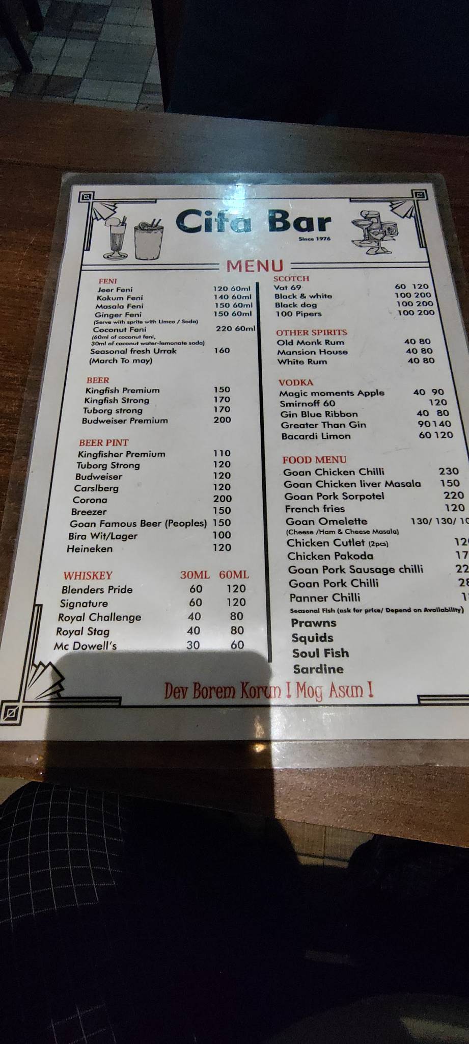 Cafe Goldspot menu