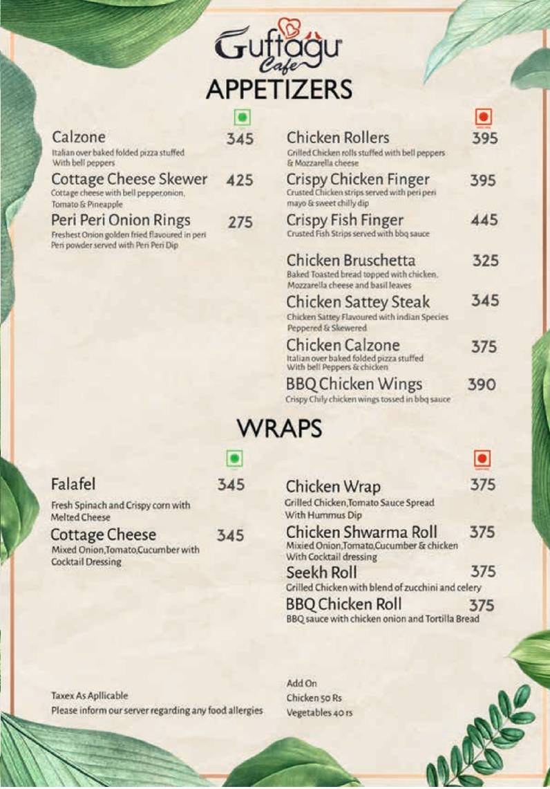 Guftagu Cafe menu