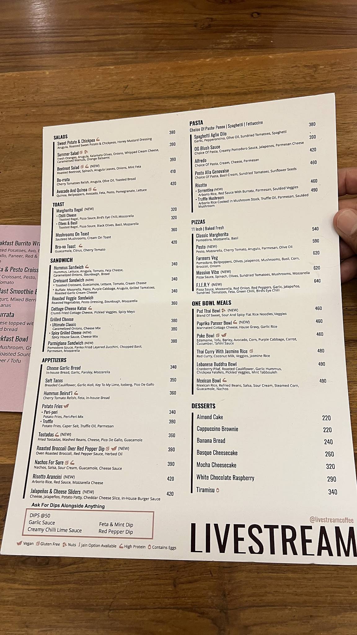 Livestream Coffee Vesu menu