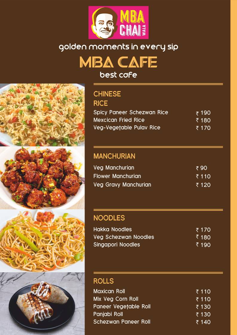 MBA Chai Wala Solapur menu