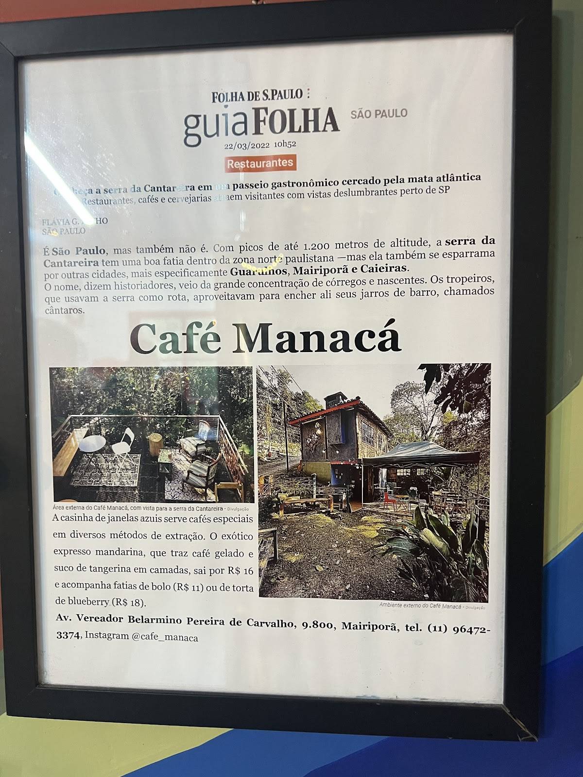 Café Manacá cardápio