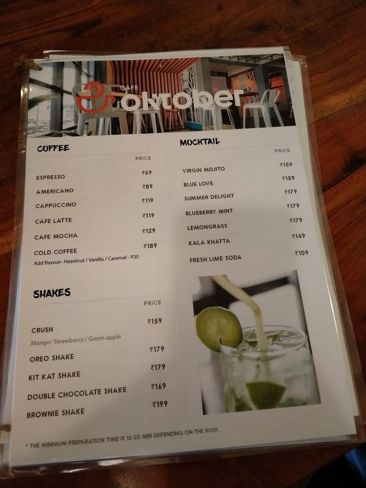 Cafe Oktober menu