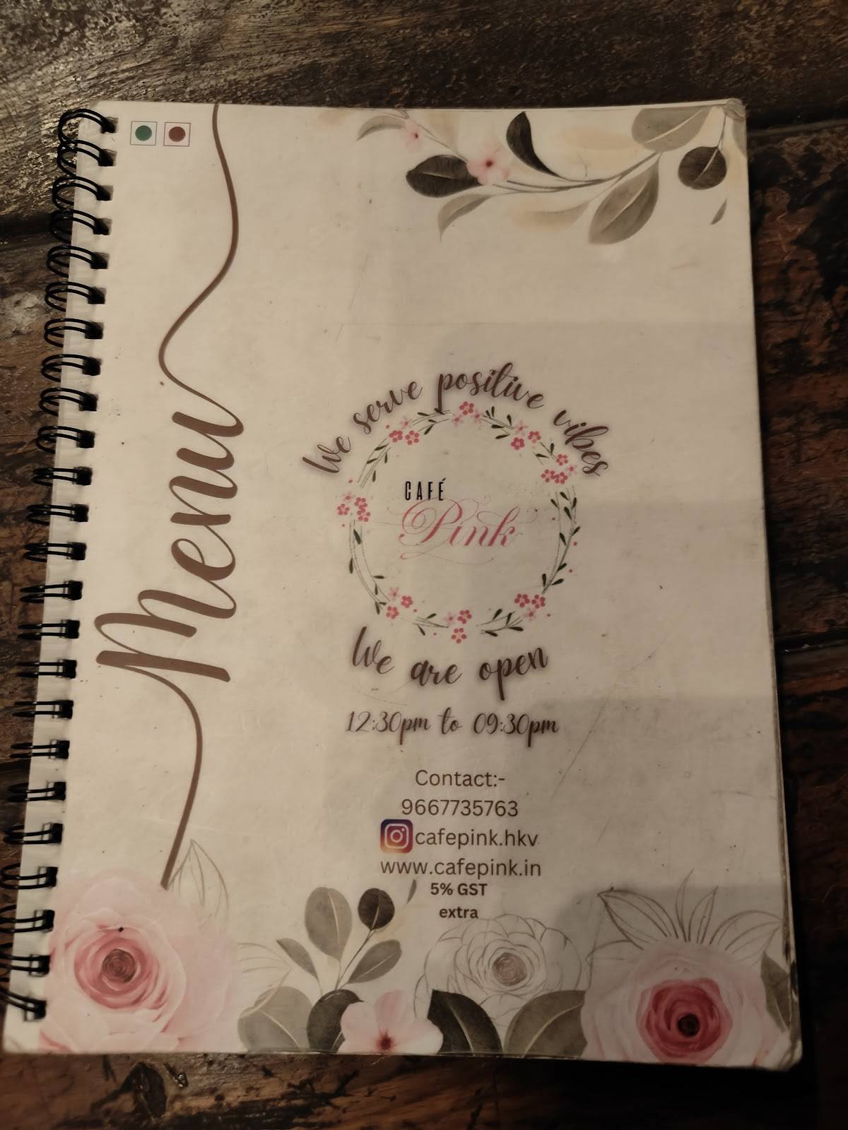 Cafe Pink Hauz Khas Village menu