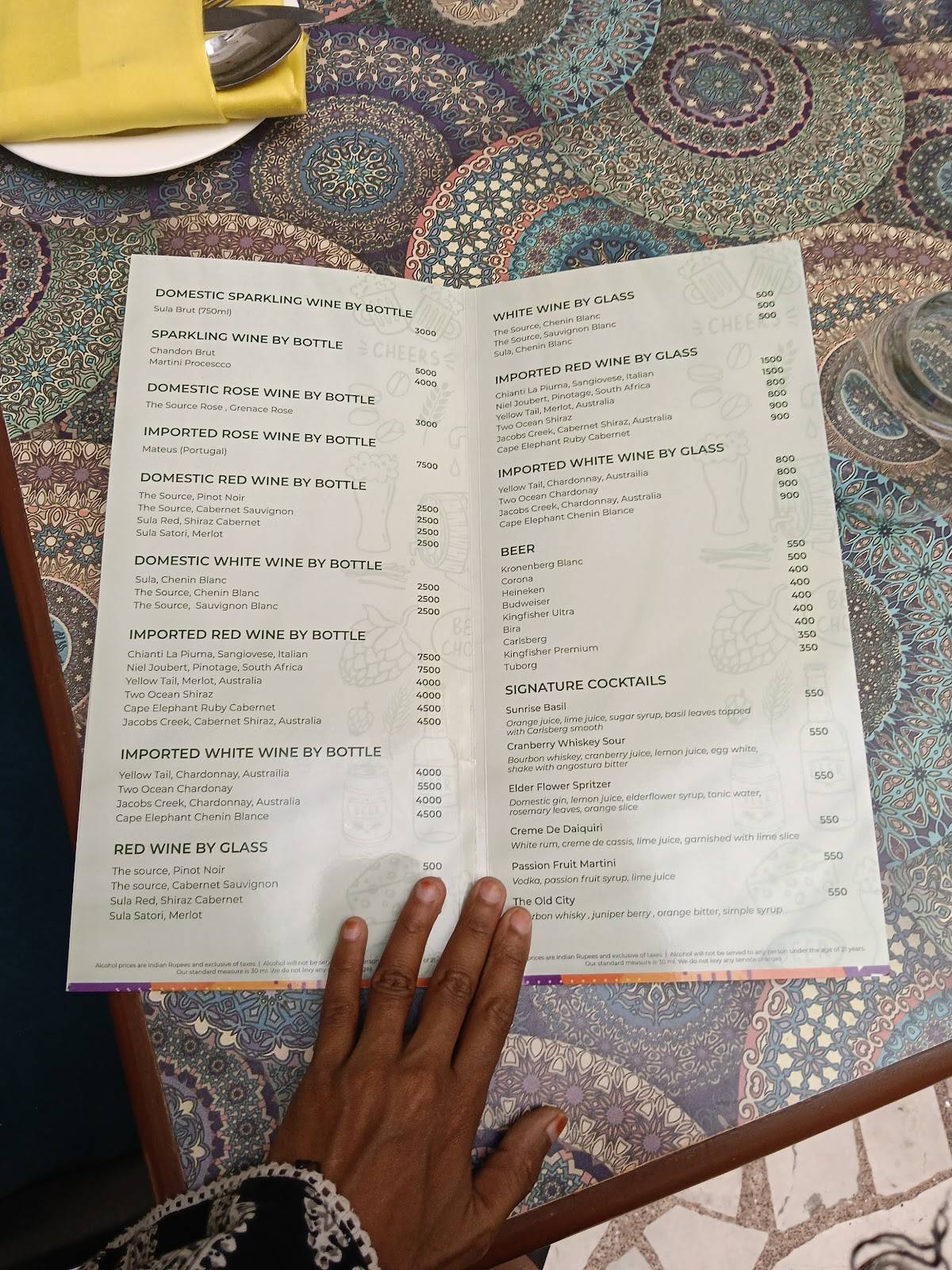 Poolside Cafe menu