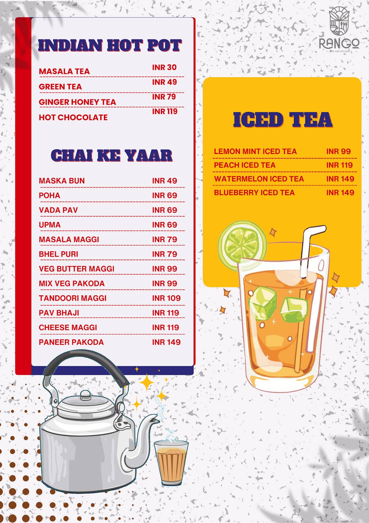 Rango Cafe & Kitchen (Best Cafe in Vaishali) menu