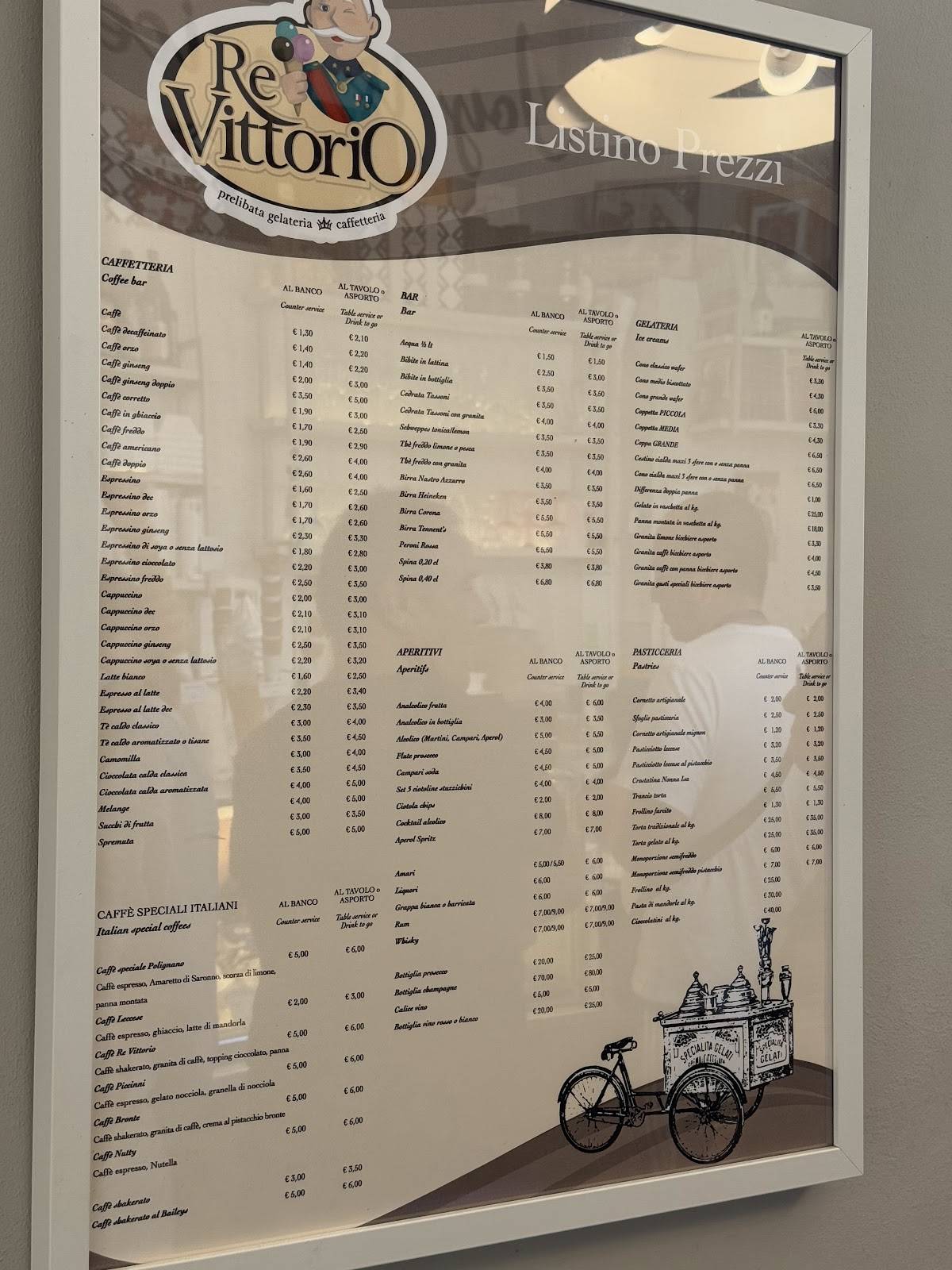 Menu di Re Vittorio - Caffetteria Gelateria 