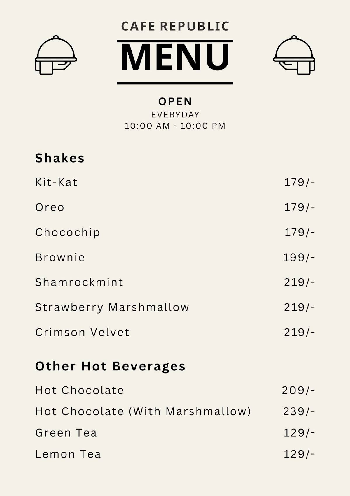 Cafe Republic menu