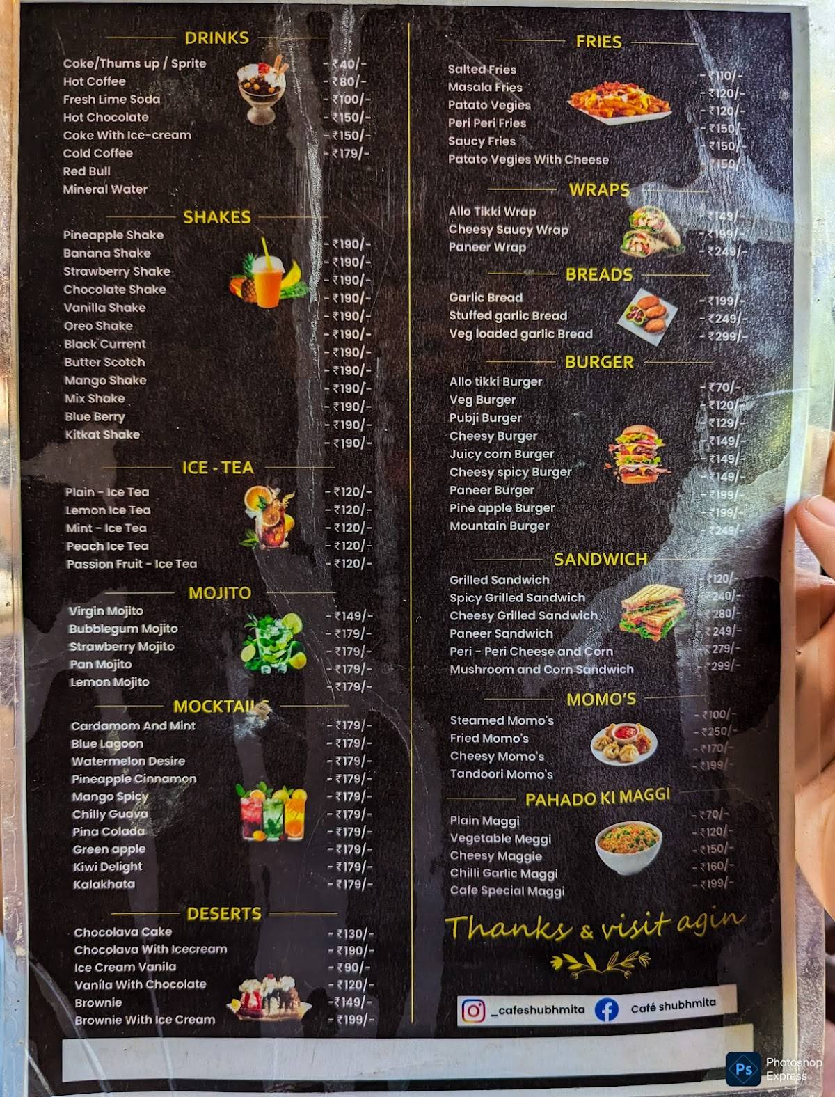 Cafe Shubhmita menu