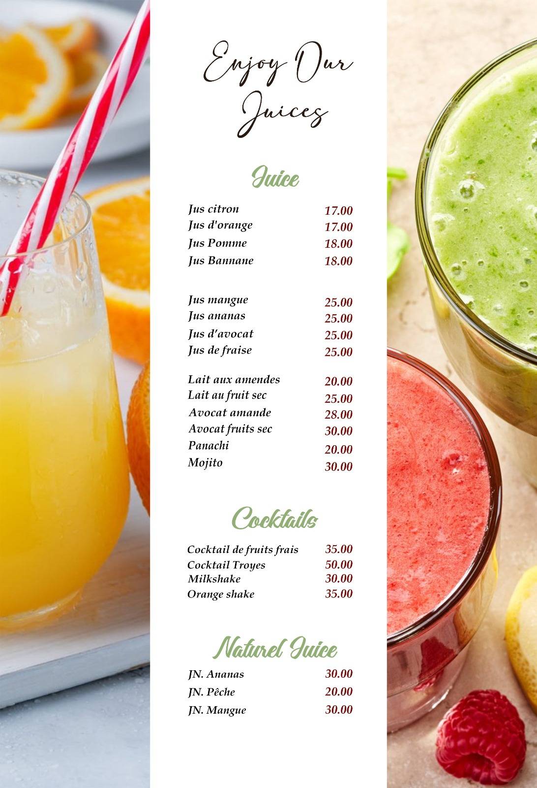 Menu de Café Snack Troya Castillejos