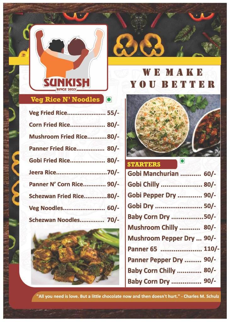 Sunkish Cafe menu
