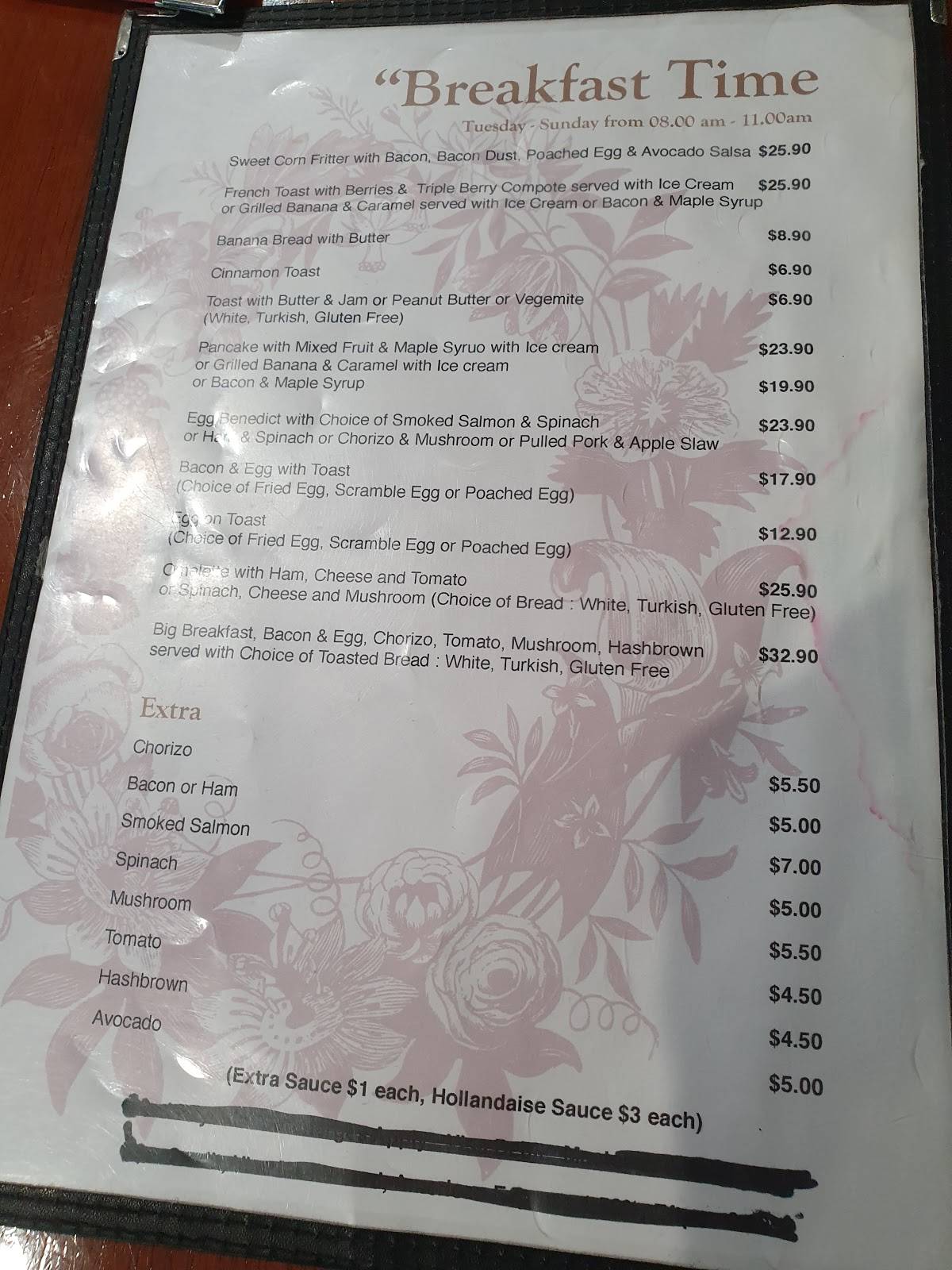 Menu at Sweet Caramel cafe, Bathurst