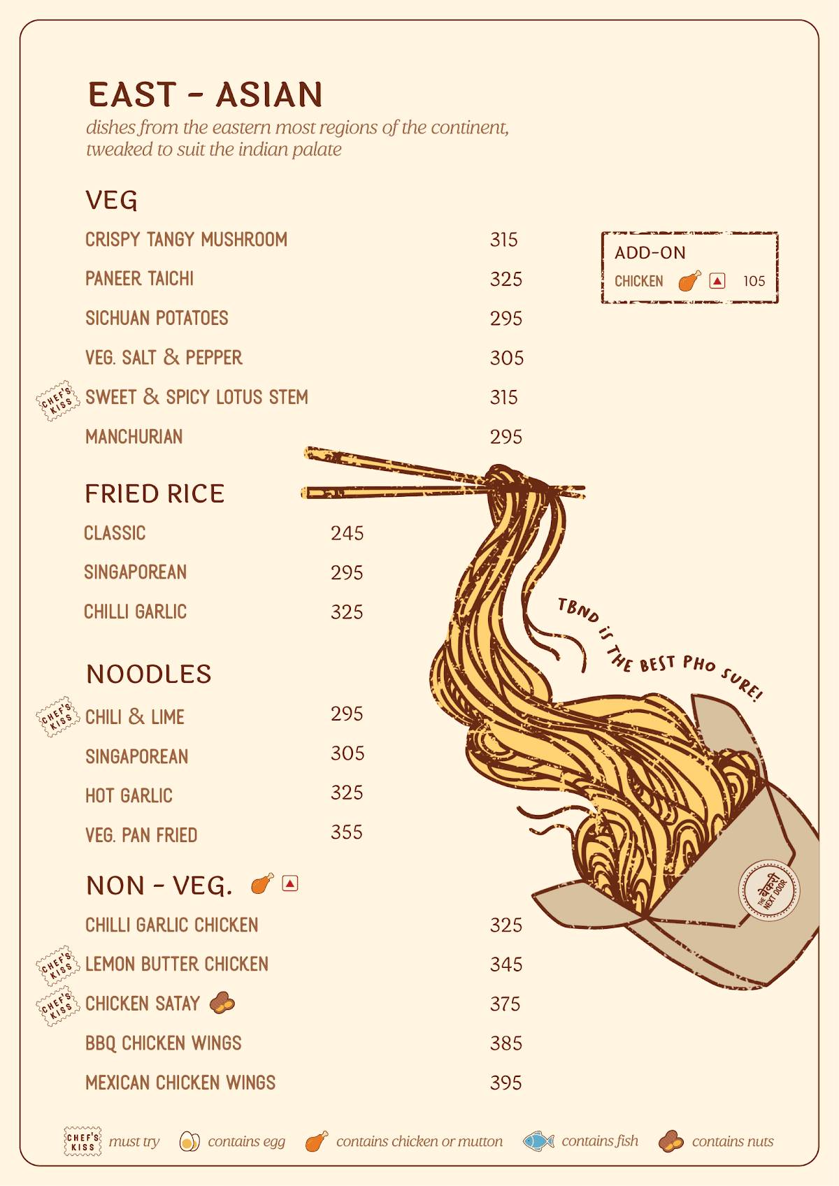 The Bakery Next Door menu